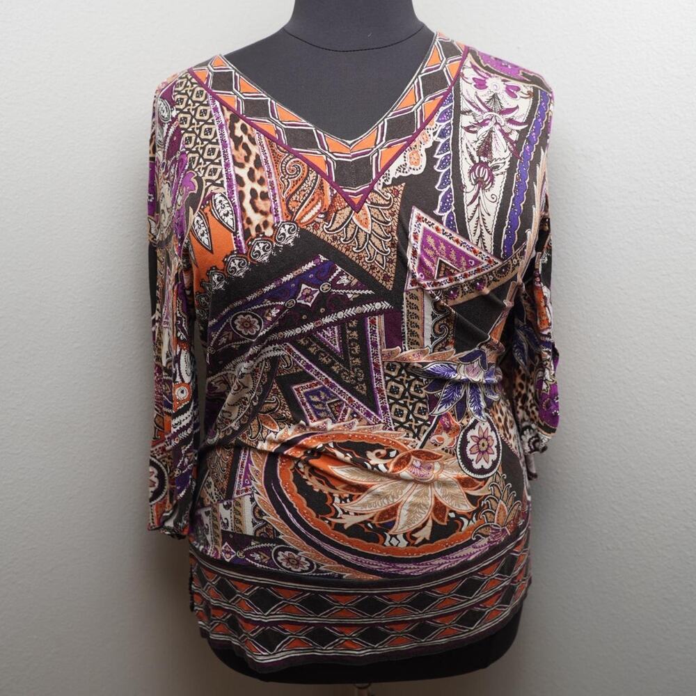 Chicos Paisley Tunic Top Boho Festival 3